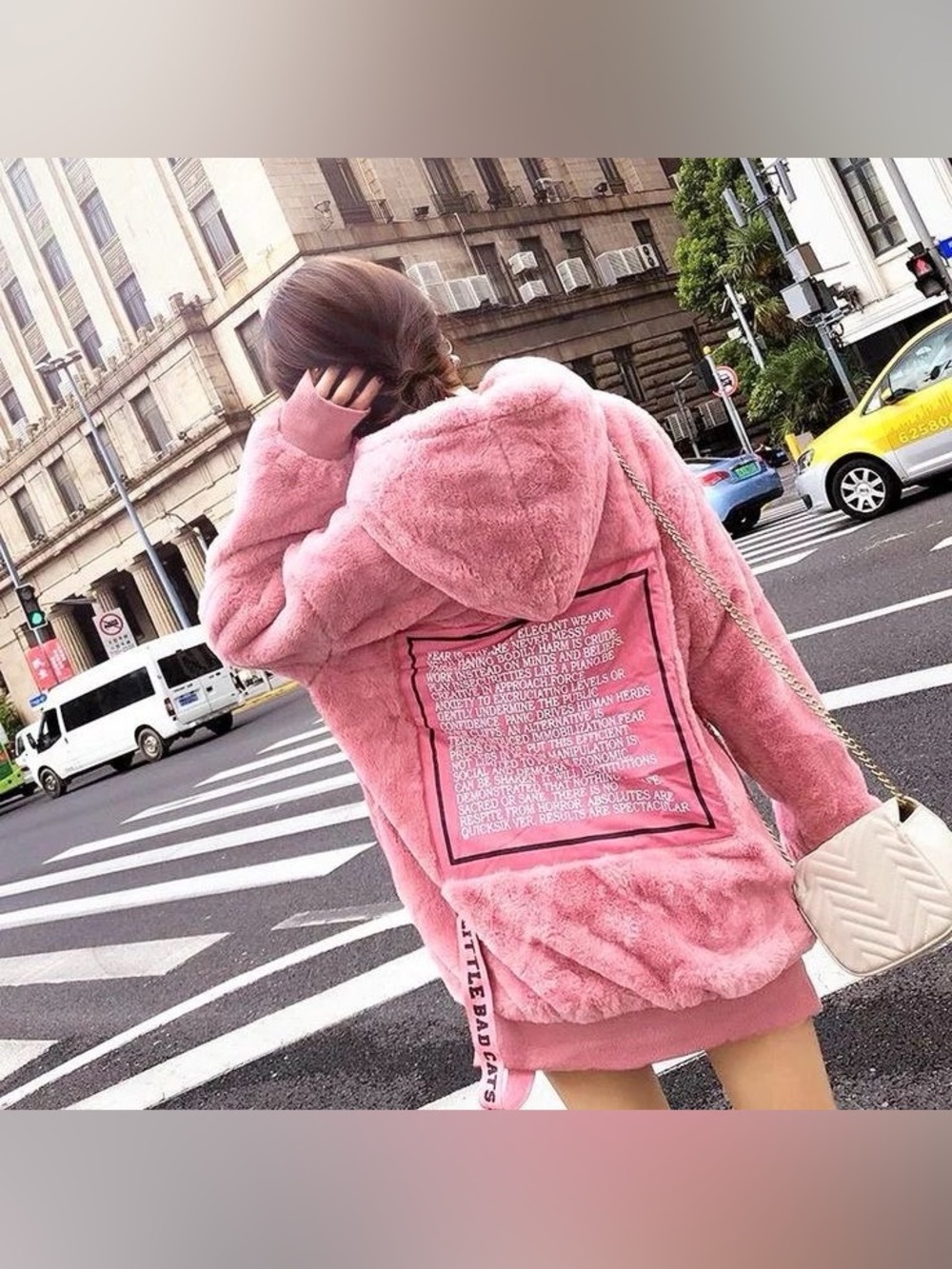 Faux fur plush mink lined velvet teddy pink rose gold oversized zip jacket